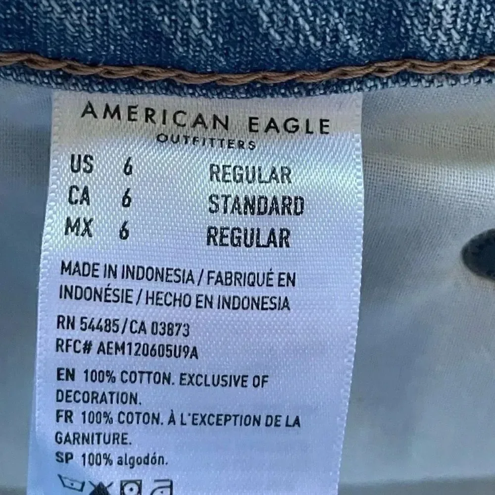 NWOT American Eagle Rainbow Button Down Blue A-Line Women’s Skirt SZ 6 #1314